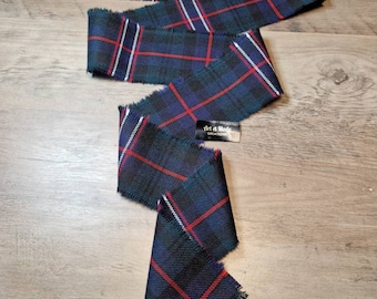 Scottish National 100% Pure Wool Tartan/Plaid Self Fringed Handfasting Ribbon 140cmx7cm