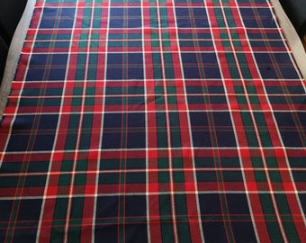 Red and Navy ModernTartan / Plaid 100% Wool Fabric Offcut Perfect For Craft Projects, Upholstery, Quilting and Patchwork