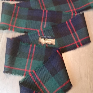 Blair Modern 100% Pure Wool Tartan / Plaid Open Fringe Handfasting Ribbon 140cmx7cm