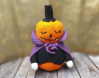 Halloween PUMPKIN crochet decor, Halloween Crochet Doll, Crochet Cat Halloween, Crochet Cat Witch, Halloween Plush, Halloween present