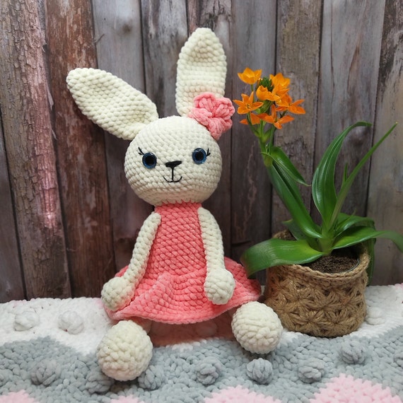 pretty bunny amigurumi in pink dress Little bunny in a dress amigurumi pattern