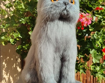 手作りブリティッシュショートヘア猫｜特注ぬいぐるみ子猫（グレー