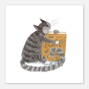 Katze und Buch Druck, Katzen-Liebhaber Geschenk, Buch-Liebhaber Geschenk, Kätzchen Kunstdruck, Bibliothek druckbare Kunst