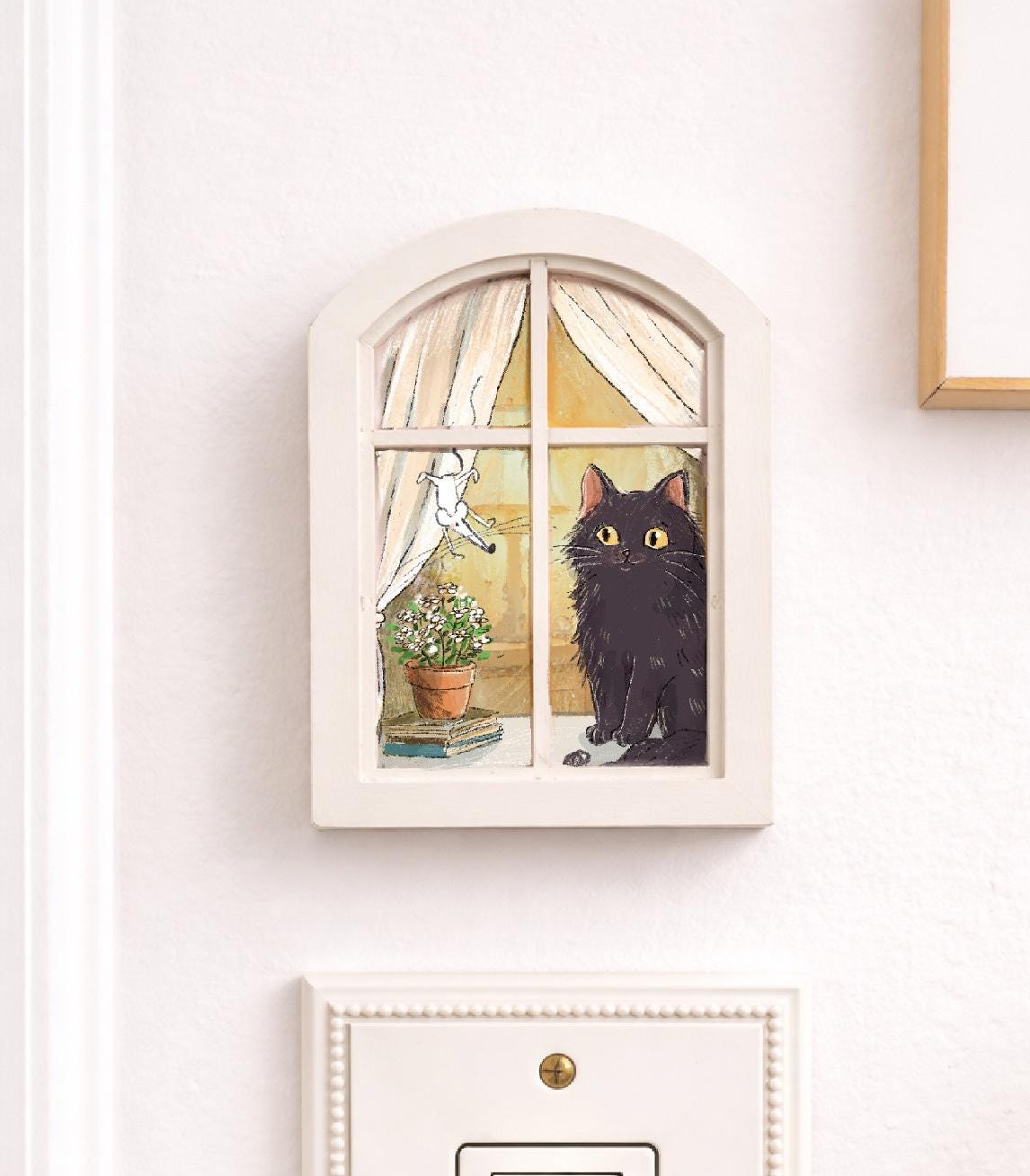 Miniature Cat Window Decor, Handmade Cat Lover Gift, Cozy Home Accent ...