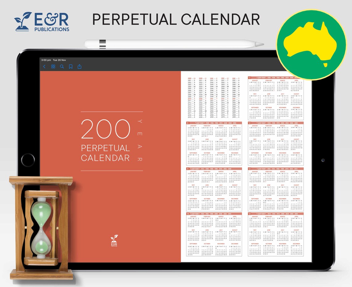 Digital Perpetual Calendar Notebook Etsy