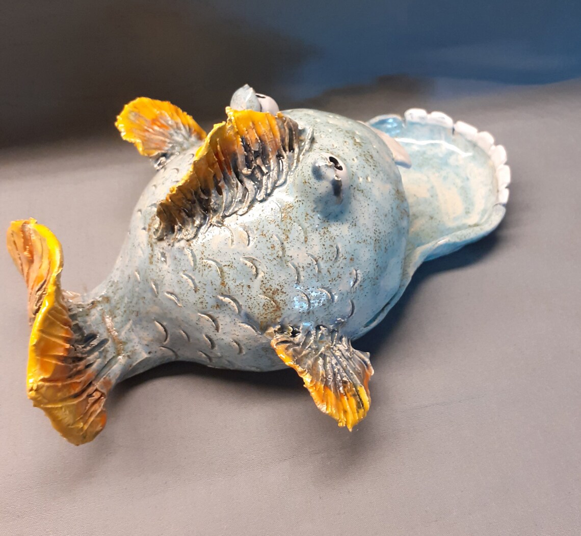 Fish bowl ceramic fish unique gift ceramic sculpture Etsy