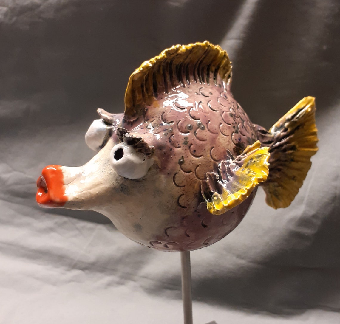 Medium ceramic fish ceramic figure handmade ceramics garden Etsy