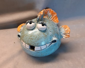 medium ceramic fish, gargoyle,