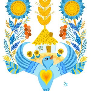 Impressões para casa, pássaros, girassóis, arte de parede, tridente, impressão png, download digital, desenho digital, Ucrânia, símbolo, paz, vida, amor e paz
