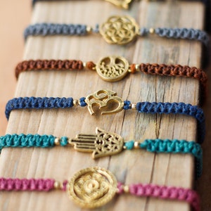 Macrame Symbol Bracelet: Boho Braided Polyester Cord