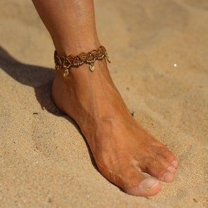Macrame Anklet: Waterproof Brass Boho Ankle Bracelet F05
