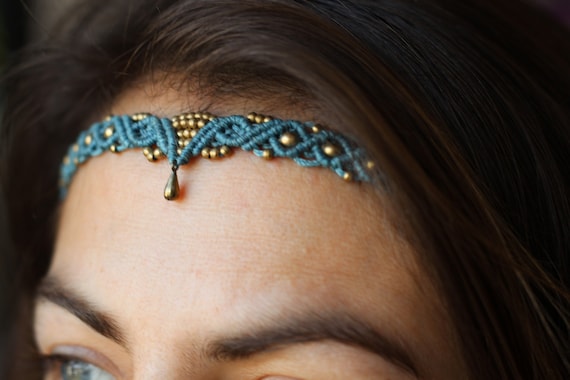 Kopfschmuck MAKRAMEE / Choker / Waserfest / Tiara / Halskette / Kette / Kopf Band / Haarband / Haarschmuck / Kopfband / BOHO KK01