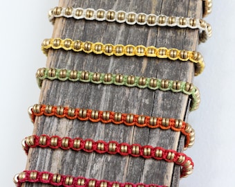 Macrame Ankle Bracelet with Brass Beads: Waterproof Boho Anklet F12