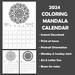 2024 Coloring Mandala Monthly Calendar, Printable A4 and Letter Size, Boxes for Notes, Monday ...