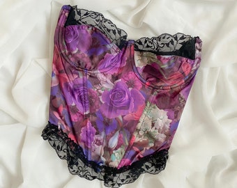 90er Jahre Lila Bustier Set