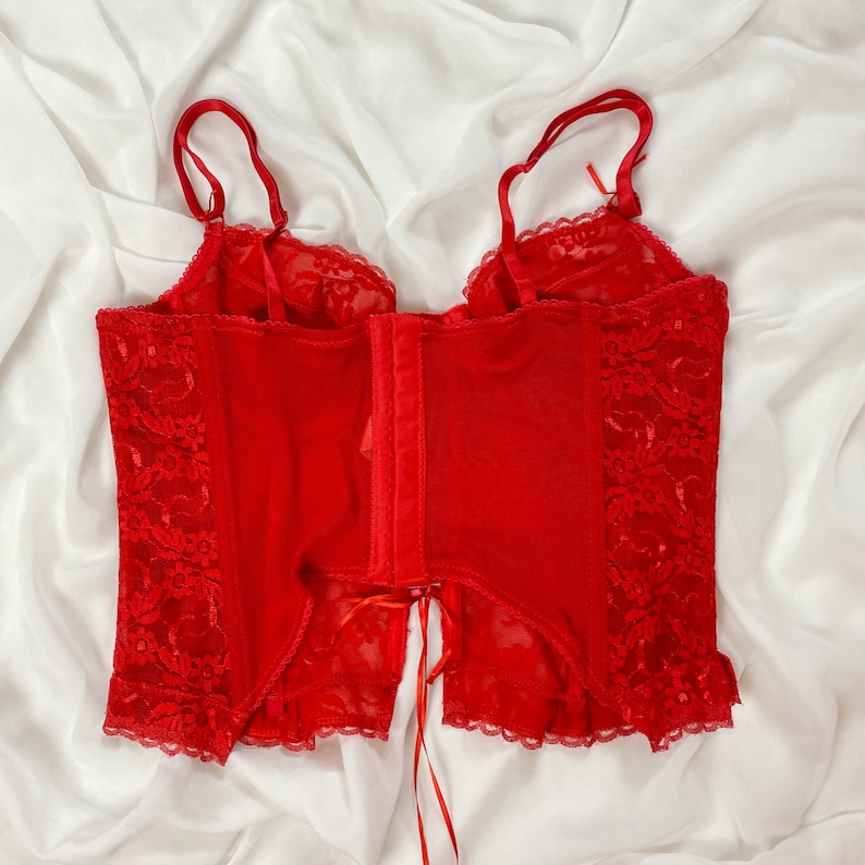 Red Lace Bustier Top main image 0