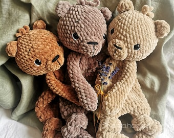 Bär Paul Häkelanleitung DIY Kuscheltuch häkeln Amigurumi Deutsch-English-Espaniol