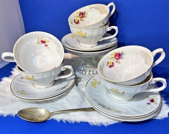 BAVARIA D.B.P 1950N. 6 Vintage flowers tea cups