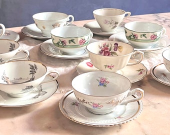 Mix N. 10 Tasses à thé en porcelaine vintage Collection unique - marque exclusive Bavière