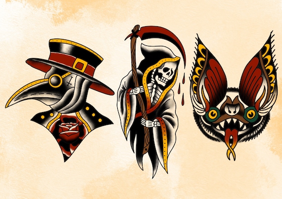 Buy American Traditional Inspired Tattoo Flash Sheet plague Online in  India  Etsy