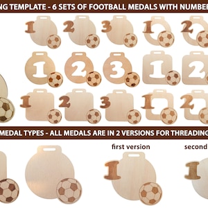 VOETBALMEDALS, voetbal, SVG-bestand voor lasersnijden, cnc, sjabloon