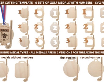 Golf MEDALS, SVG and DXF file for laser cutting, cnc, template