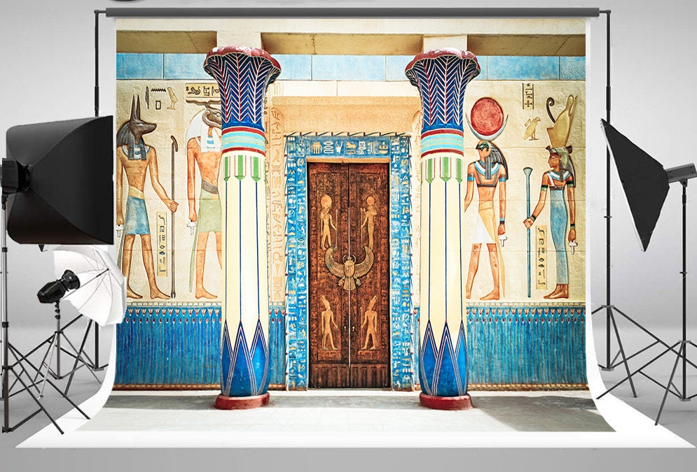 Egypt Egyptian Column Door Sphinx Mural Backdrop Party Etsy