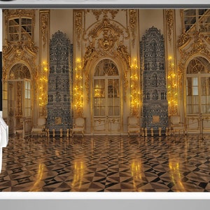 Designgoodshop1 Beauty palace gold  Beast  royal  ballroom window light  barkdrop wedding party Photography studio background