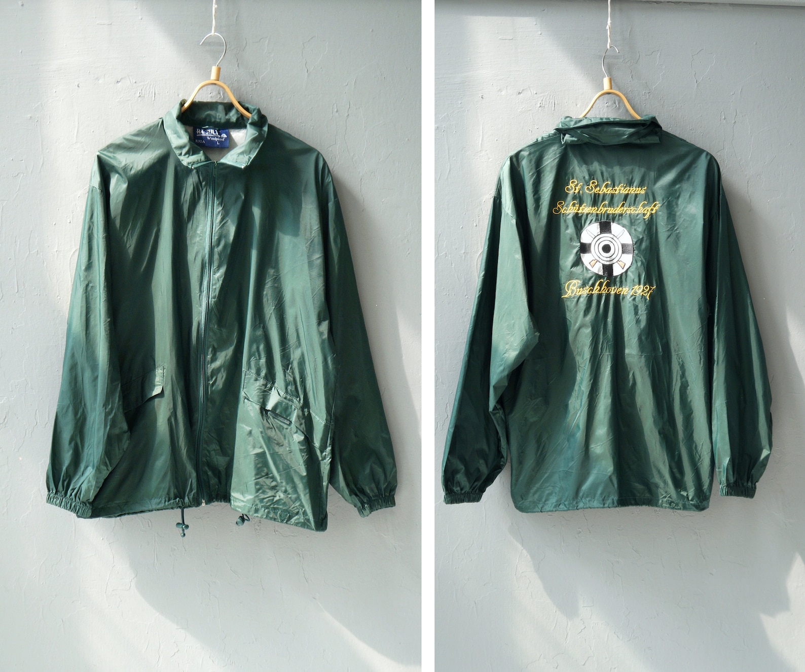 Vintage 90s Green Windbreaker Mens Windproof Jacket L Sailing Jacket L