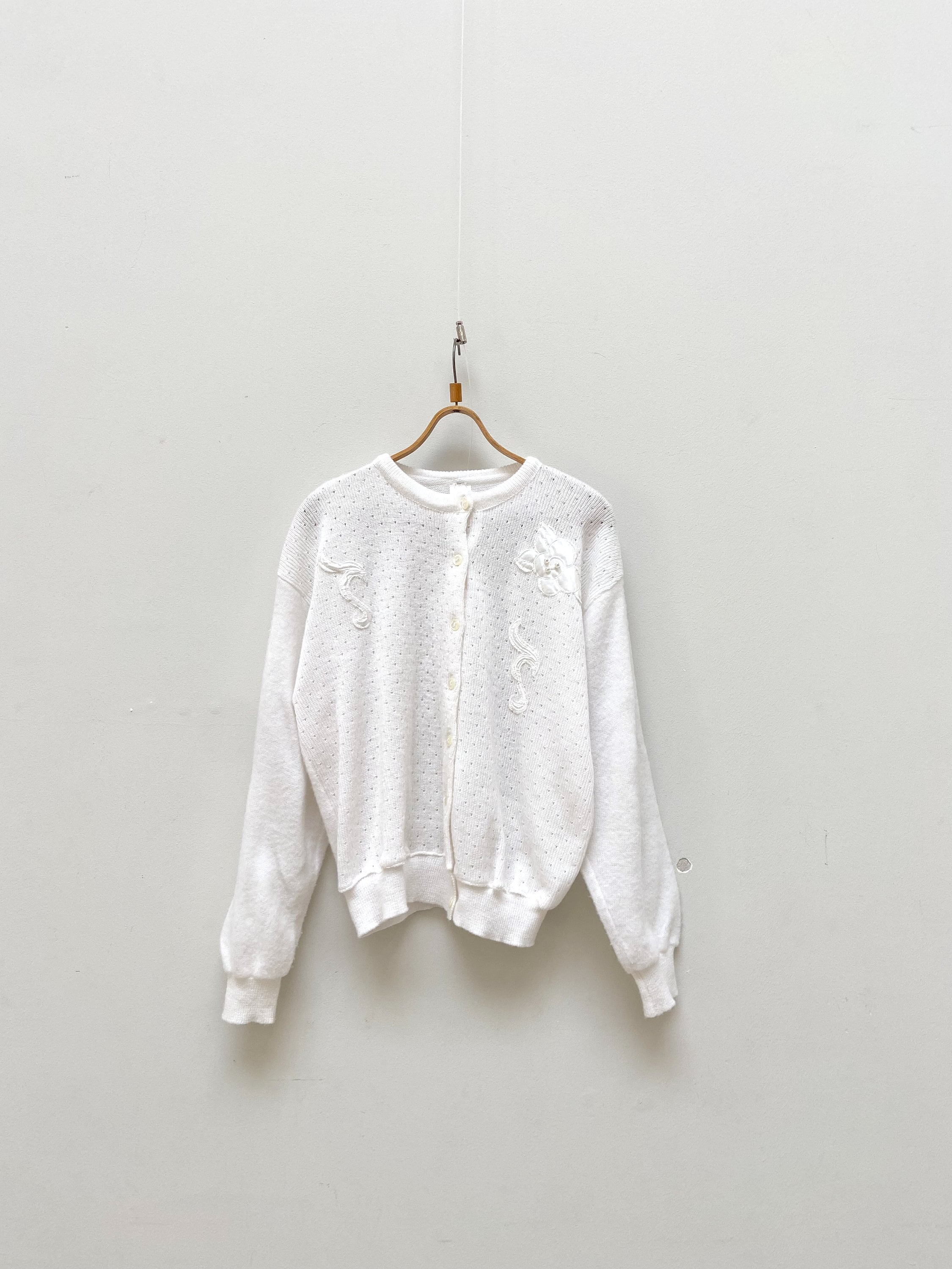 Vintage Embroidered Knit Cardigan: 80s Floral Acrylic