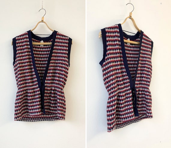 Vintage 90s Knitted Vest Womens Sleeveless Jacket Geometric Waistcoat Womens Front Tie Vest Knitted Sleeveless Sweater Womens Knit Vest M L Etsy Ireland