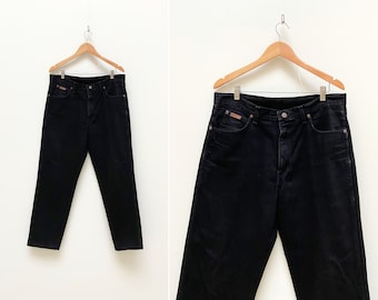 Vintage Wrangler Ohio Jeans Mens Black Cotton Denim, W35 L30