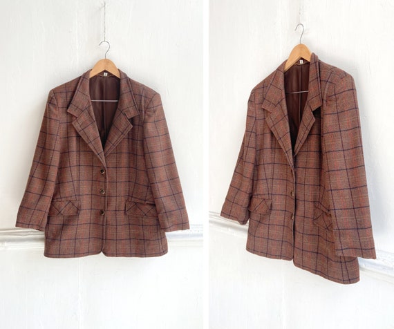 Wool check blazer womens new arrivals