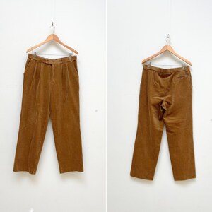 Vintage 90s Corduroy Pants Camel Brown Corduroy Trousers W34 Brown Corduroy Slacks Retro Brown Corduroy Pants Mens Cord Pants Brown Trousers