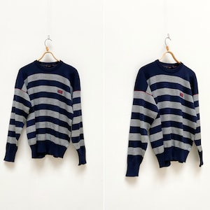 Vintage 90s Paul & Shark Sweater Striped Yachting Sweater M Mens Striped Sweater Dark Blue Yacht Jumper Blue Striped Jumper Sailor Jumper M