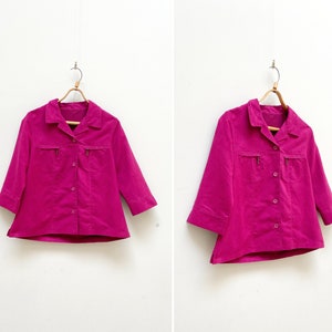 Vintage 90s Fuchsia Pink Shirt Oversize Faux Suede Jacket Womens L Pink Jacket Faux Suede Blouse Faux Suede Pink Shirt Women Soft Shirt L