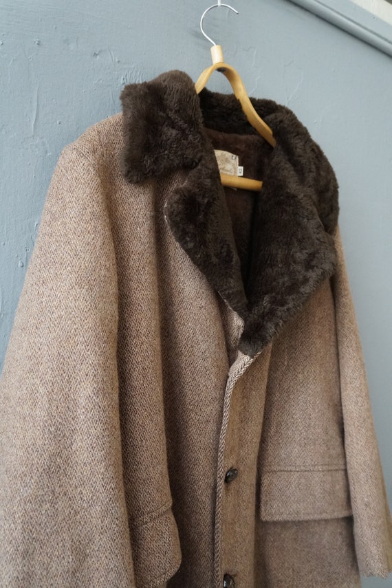 Vintage 90s Wool Coat Mens Vagabond Coat Sherpa C… - image 5