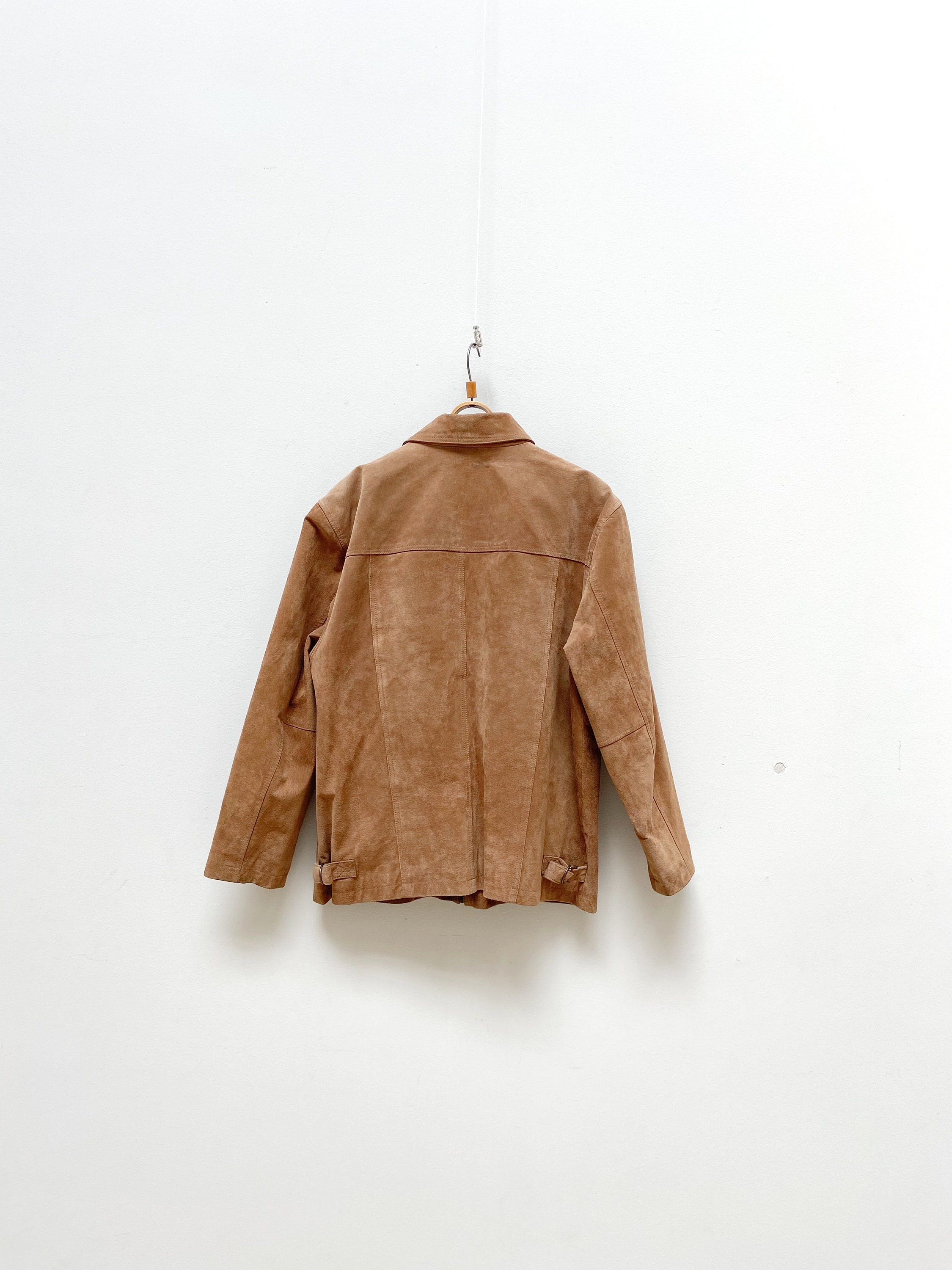 Vintage 90s Brown Suede Leather Jacket Mens M - Etsy