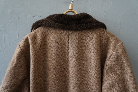 Vintage 90s Wool Coat Mens Vagabond Coat Sherpa C… - image 7
