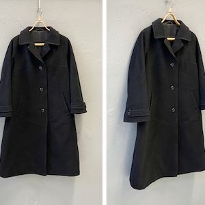 Vintage 80s Black Wool Coat Women Black Wool Coat CEWO Black Coat Made In Sweden 90s Classic Black Coat L Women L Coat Black Mohair Coat L