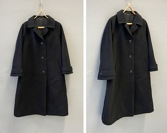 Vintage 80s Black Wool Coat Women Black Wool Coat CEWO Black Coat Made In Sweden 90s Classic Black Coat L Women L Coat Black Mohair Coat L