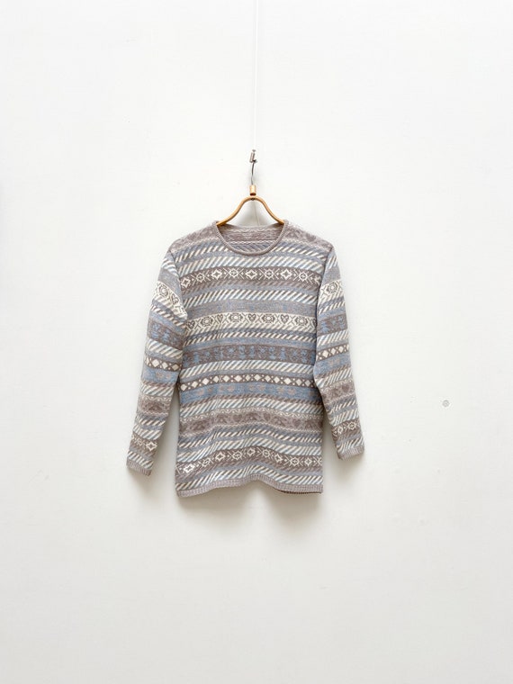 Vintage 90s Striped Sweater Pastel Blue Sweater M… - image 2