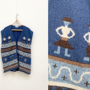 90s Vintage Wool Women's/men's Blue Formal Vest. Size XL-2XL