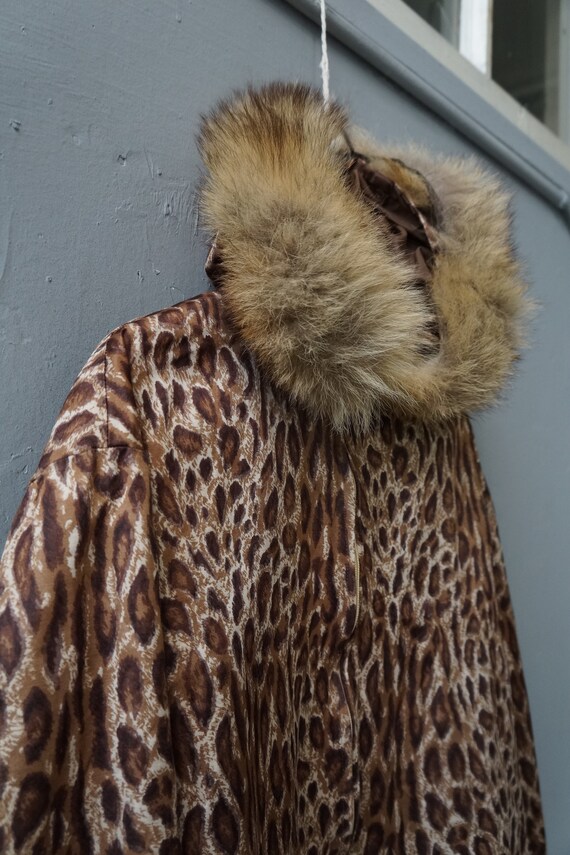 Vintage 90s Leopard Jacket Fur Hood Jacket Animal… - image 5