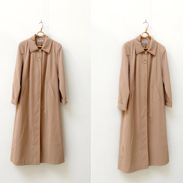 vintage des années 80 Beige Trench Coat Womens Brown Coat Womens Trench Coat Retro Trench Coat Manteau marron classique Oversize Coat XL Femmes Duster Coat