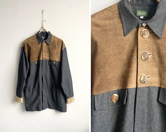 Vintage Wool Trachten Shirt Mens Oktoberfest Tyrol Loden Shirt M