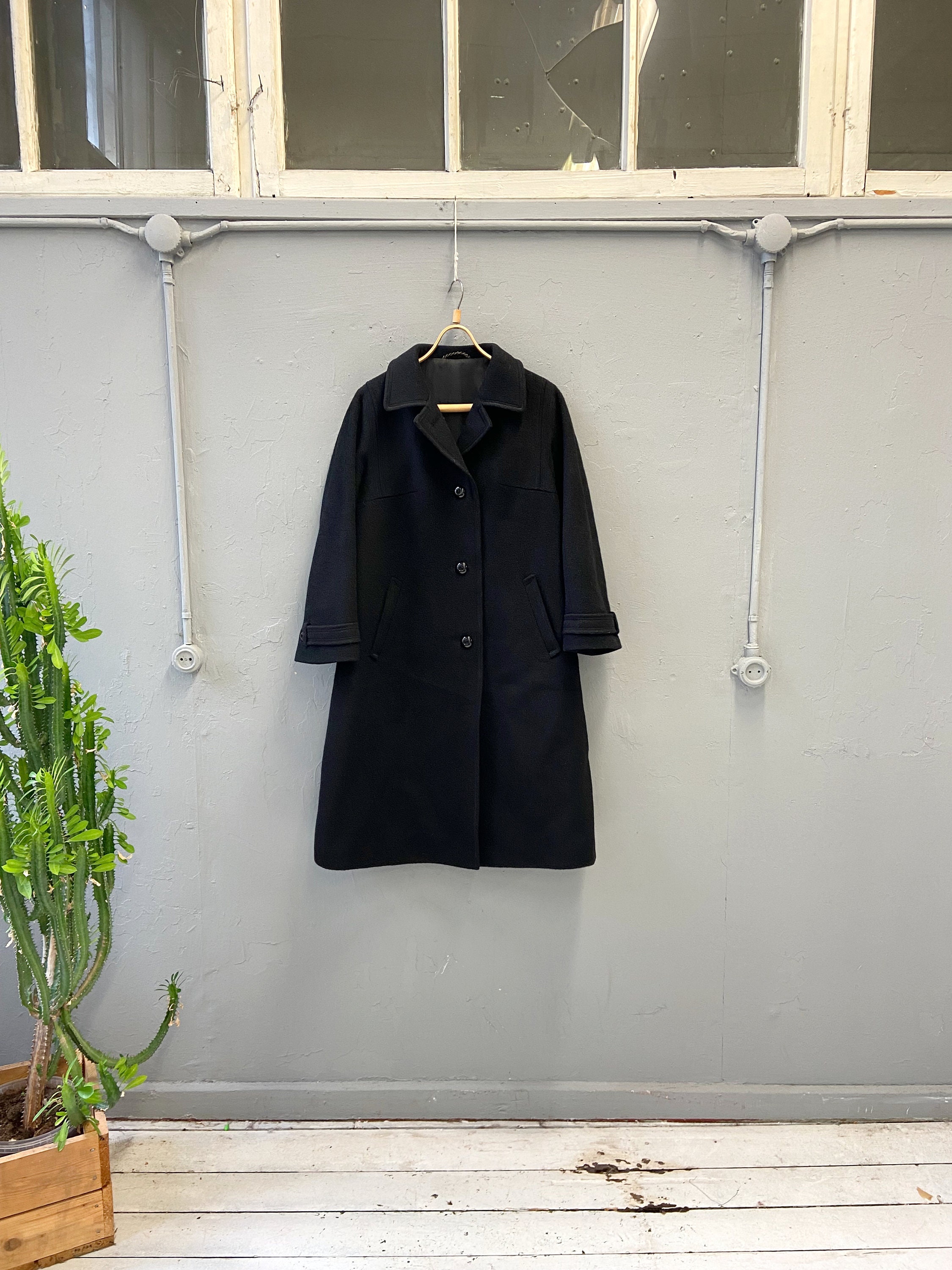 Vintage 80s Black Wool Coat Women Black Wool Coat CEWO Black Vintage 80s Black Wool Coat Women Black Wool Coat CEWO Black