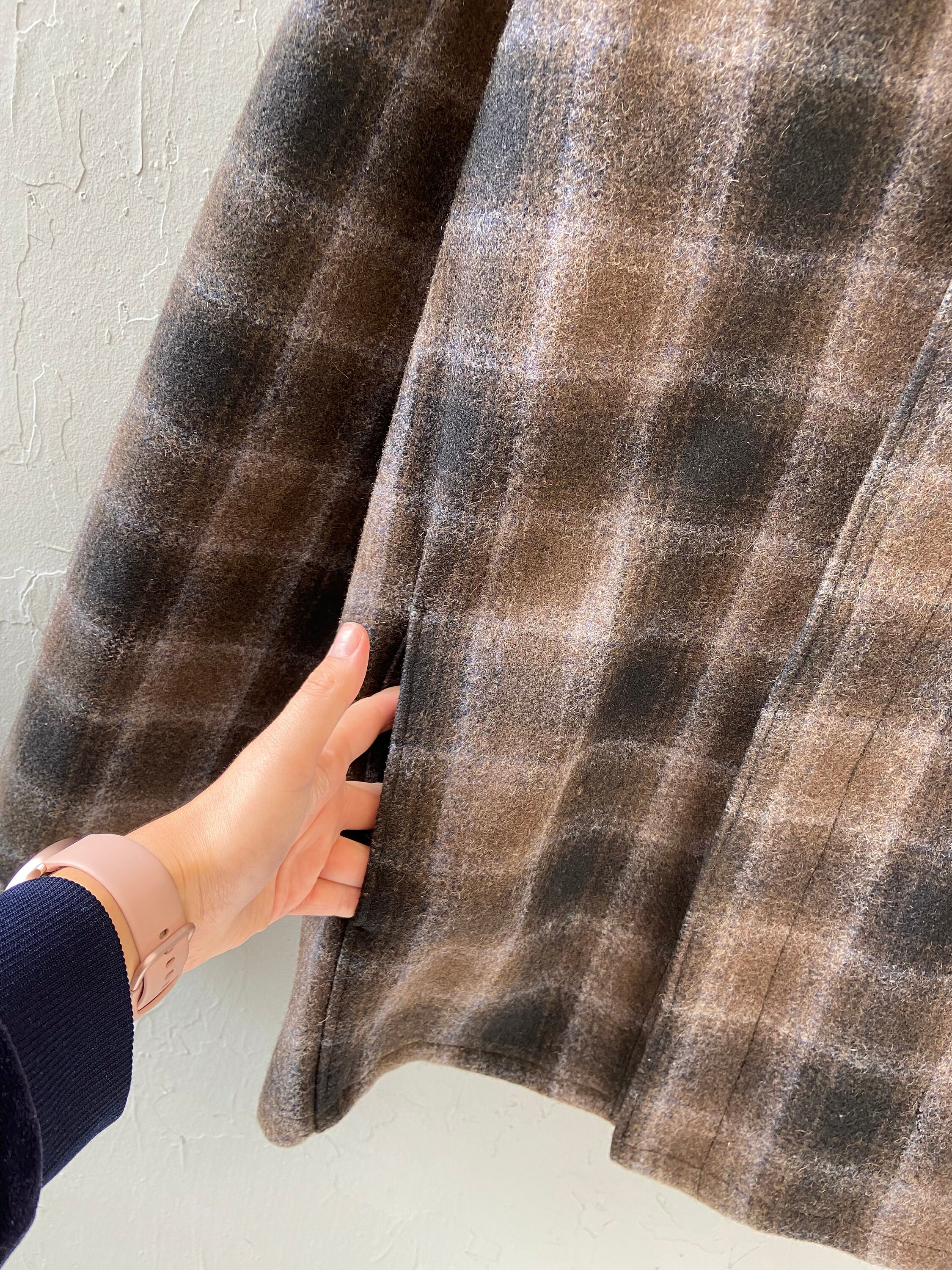 Vintage 90s Plaid Wool Jacket Mens Wool Jacket Wool Brown