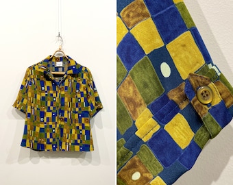 Camicetta vintage anni '90 con motivo astratto - Donna taglia media
