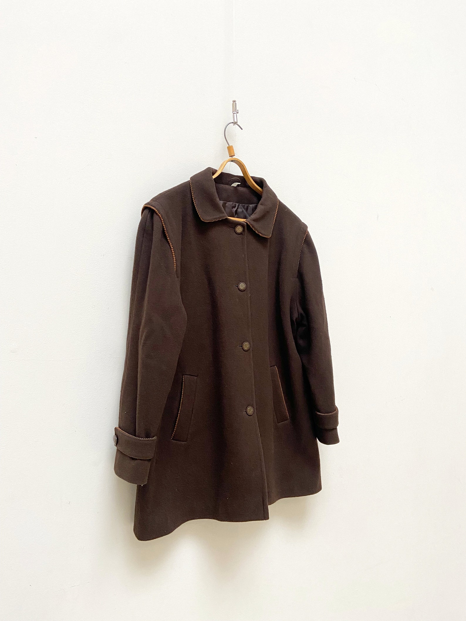 Vintage 80s Brown Wool Coat Womens Brown Wool Coat Brown Etsy